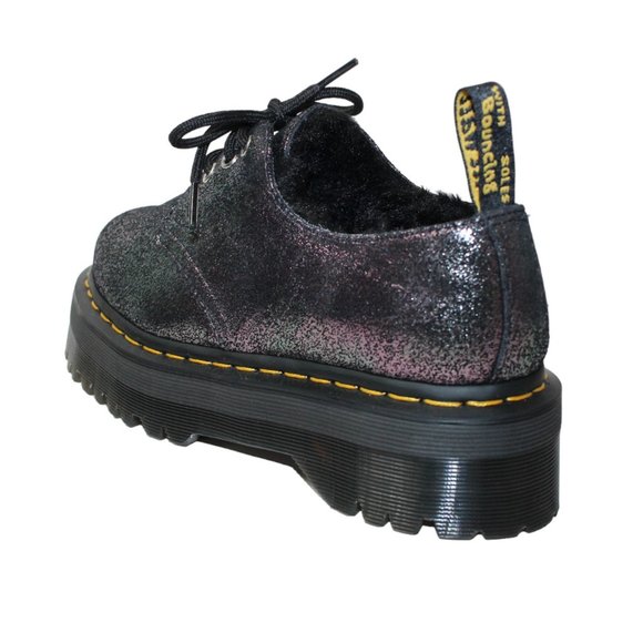 Dr Martens 1461 Quad FL Platform Oxford Purple Glitter Fur Lined Women's 7 NEW! - Picture 6 of 9